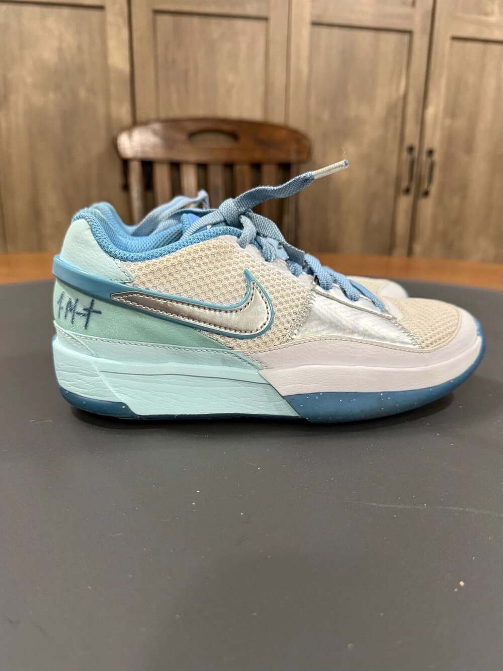 Nike Ja 1 GS SE All Star Size 5Y Glacier Blue Metallic Silver White